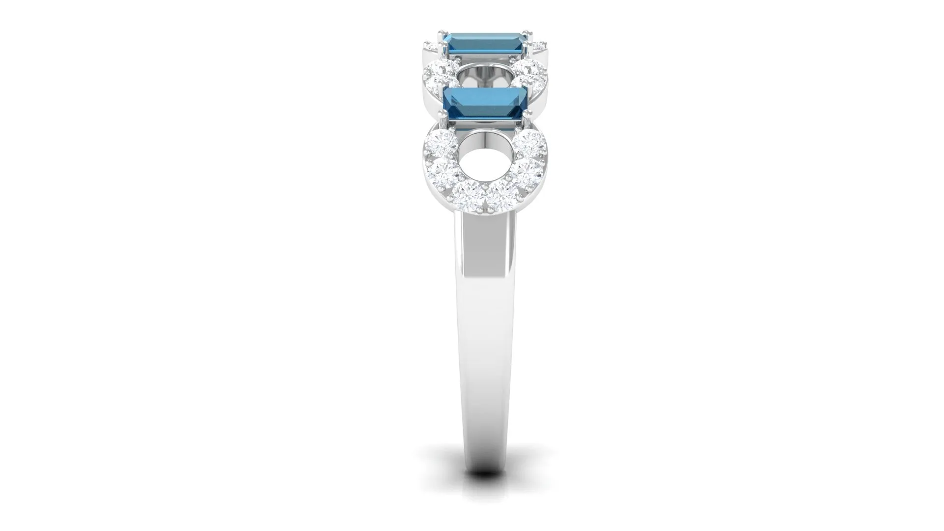 1.25 CT Designer London Blue Topaz and Diamond Half Eternity Ring