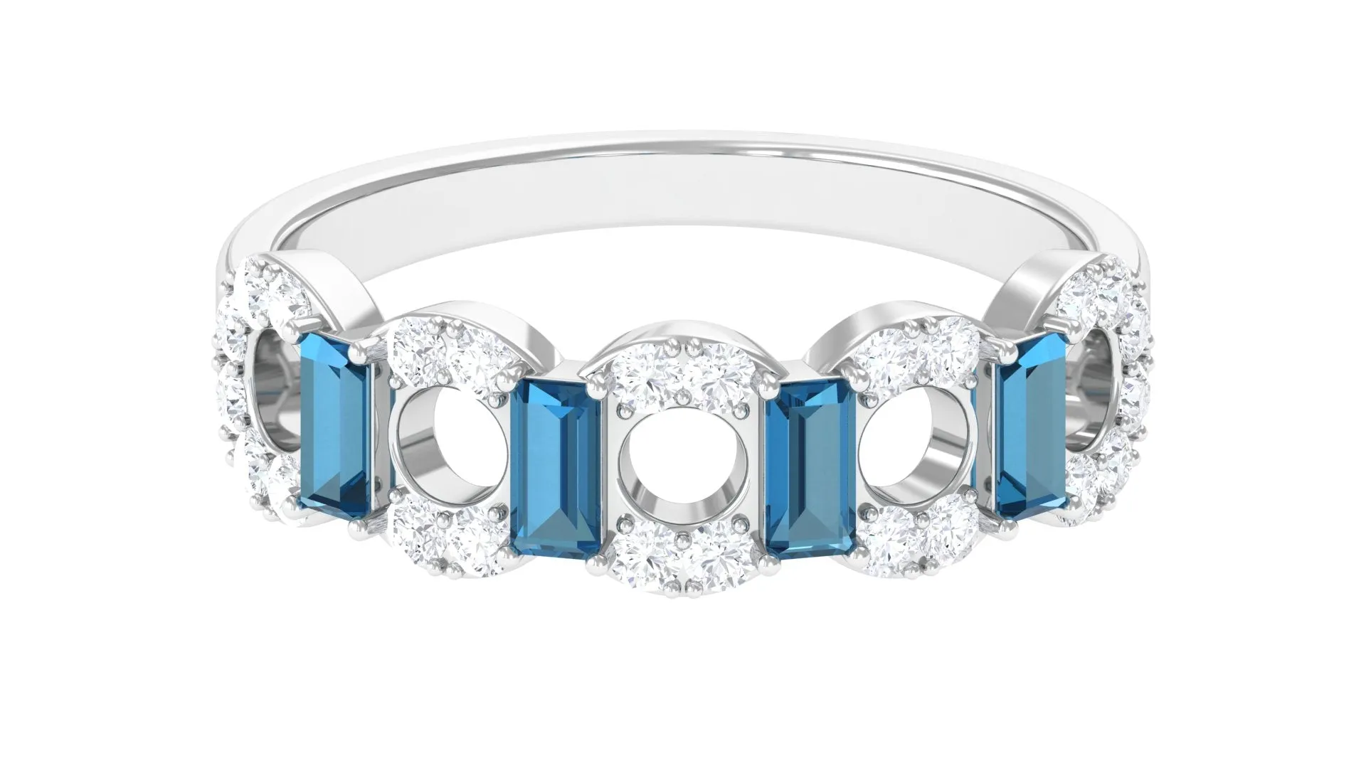 1.25 CT Designer London Blue Topaz and Diamond Half Eternity Ring