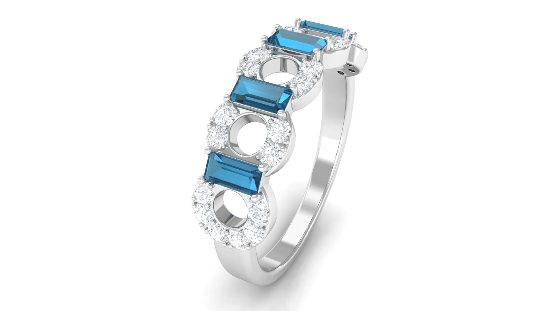 1.25 CT Designer London Blue Topaz and Diamond Half Eternity Ring