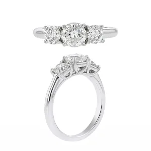 1.31ct Trellis 3-Stone Diamond Ring in Platinum, Size 6.5