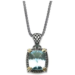 14K And 925 Sterling Silver Pendant With Blue Topaz (141P114811BT)