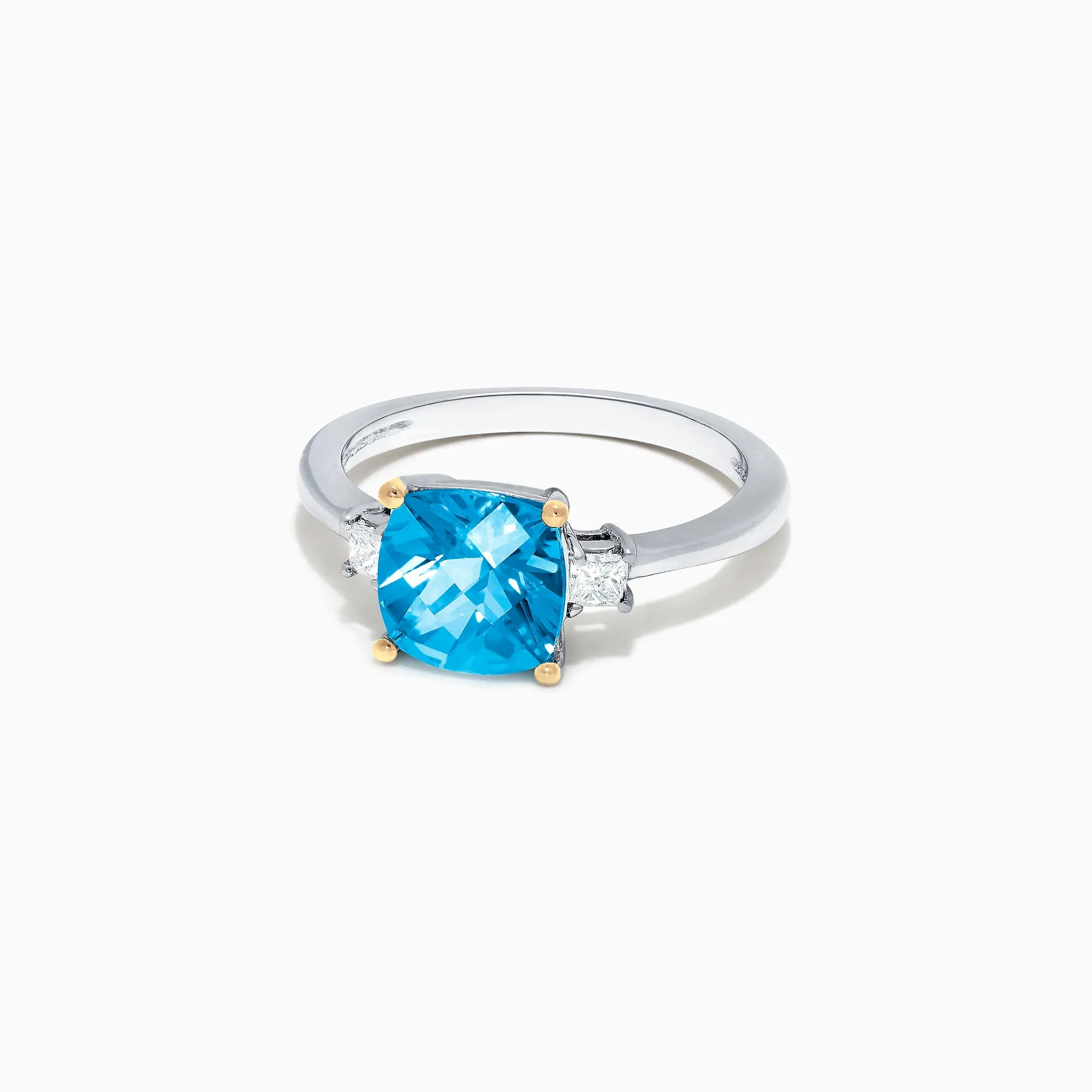 14K Two Tone Gold Blue Topaz and Diamond Ring, 2.16 TCW