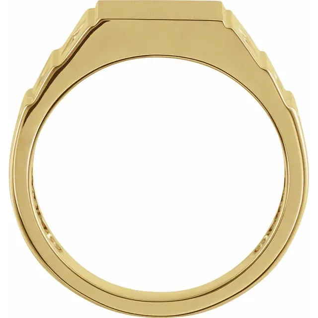 14K Yellow Gold .08 CTW Natural Diamond 23.5 mm Geometric Signet Ring