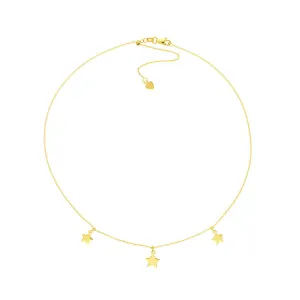 14K Yellow Gold Star Dangle Trio Adjustable Choker