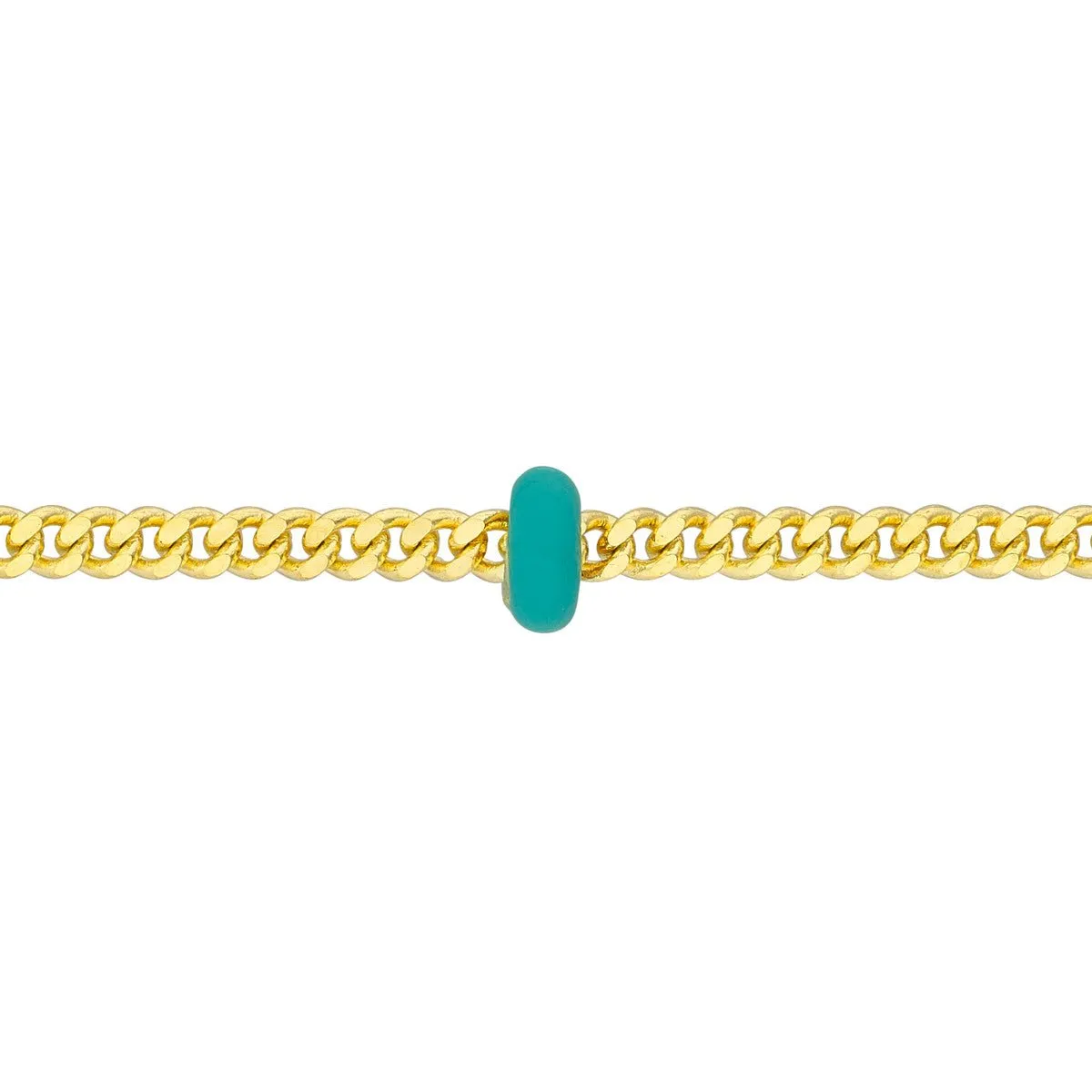 14K Yellow Gold Turquoise Enamel Stations Saturn Chain Choker