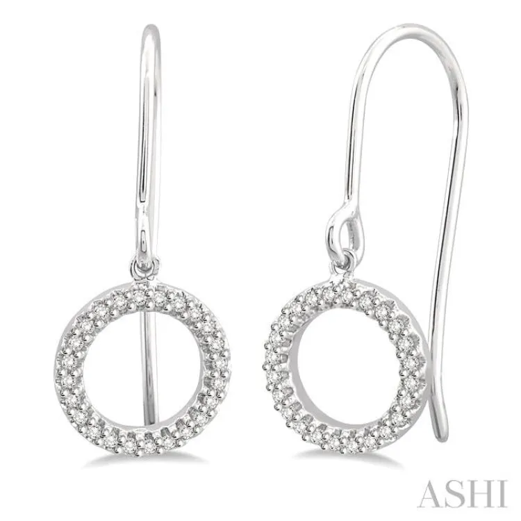 1/6 Ctw Hollow Cut Disc Round Cut Diamond Earrings in 10K White Gold