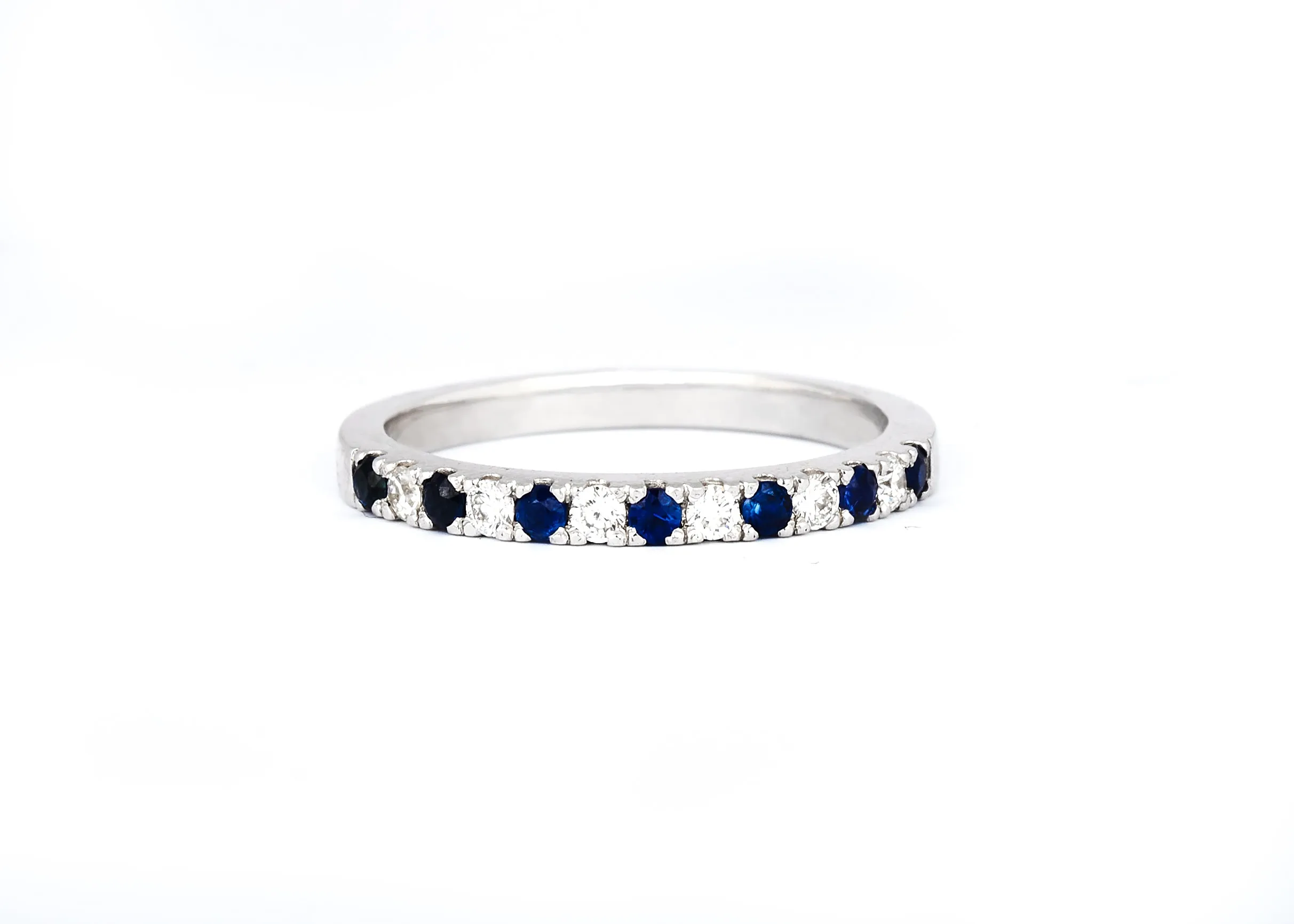 2mm Alternating Diamond and Birthstone Ring