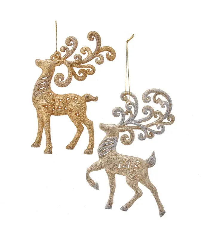 6"PLSTC GOLD/PLAT REINDEER ORNAMENT (sold individually)