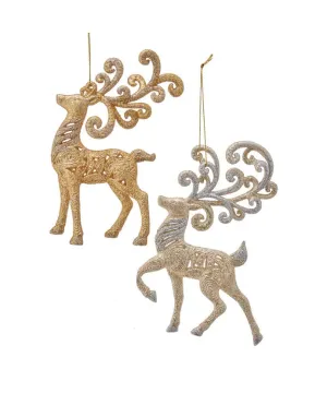 6"PLSTC GOLD/PLAT REINDEER ORNAMENT (sold individually)