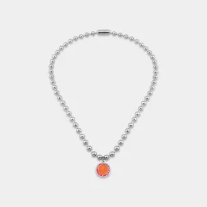 90's Chunky Ball Chain Choker - Orange / Hot Pink