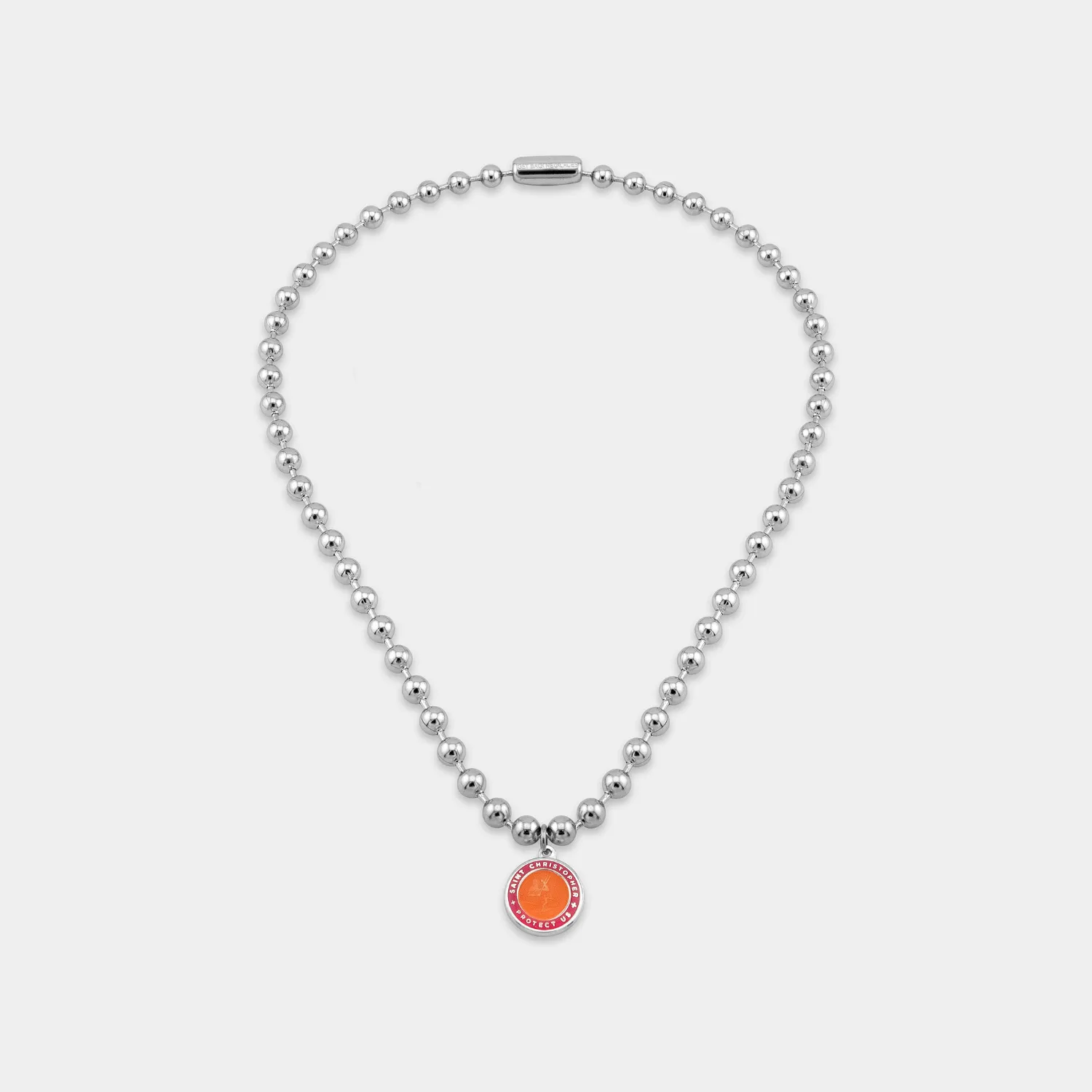 90's Chunky Ball Chain Choker - Orange / Hot Pink