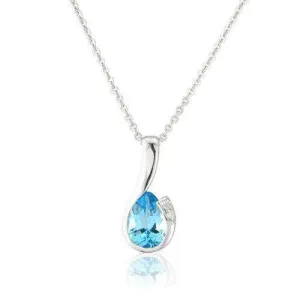 9ct White Gold Blue Topaz Pendant on Chain MMCH038-6WDBT