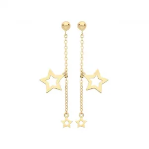 9ct Yellow Gold Double Star Drop Earrings ES1650