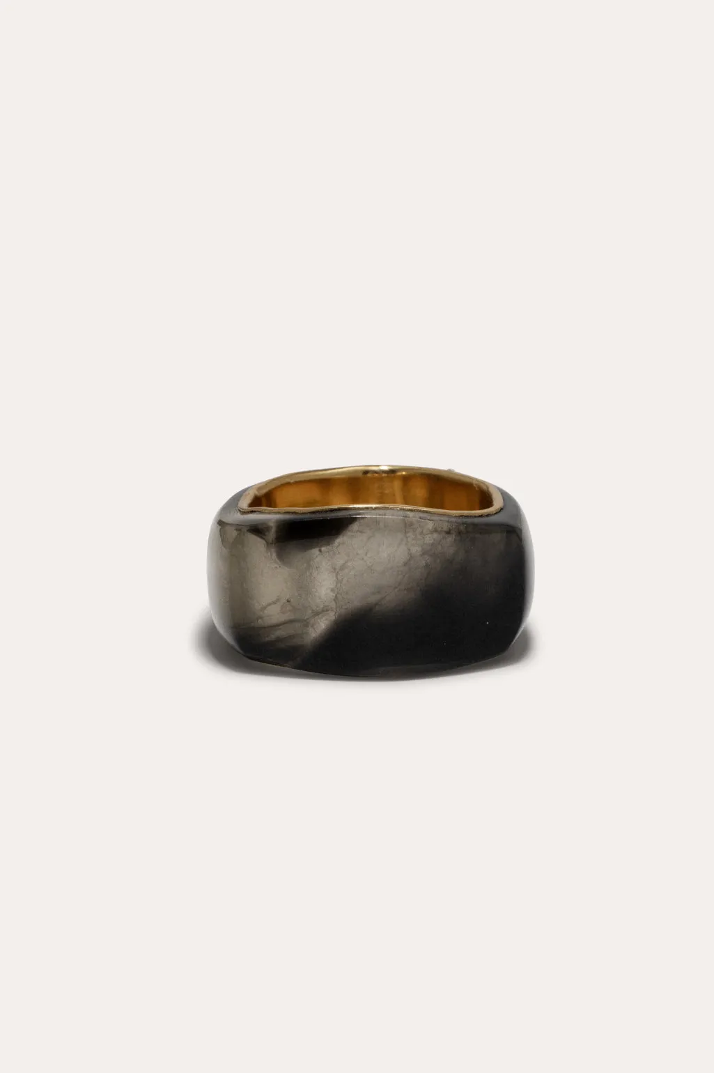 A Virtuous Circle? - Smoky Quartz Bio Resin and Gold Vermeil Signet Ring