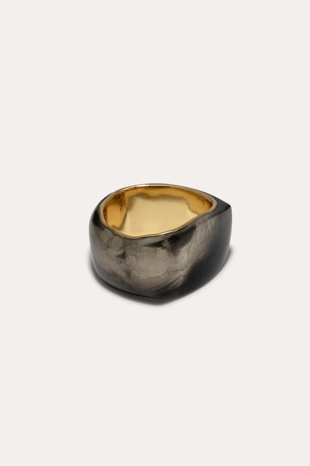 A Virtuous Circle? - Smoky Quartz Bio Resin and Gold Vermeil Signet Ring