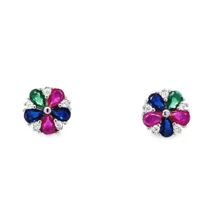 A660 Multicolor Flower Post Earrings