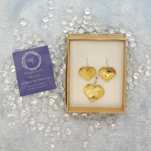 Amber Heart Earrings & Necklace Bead