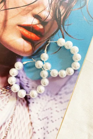 Amber Pearl Hoops - White