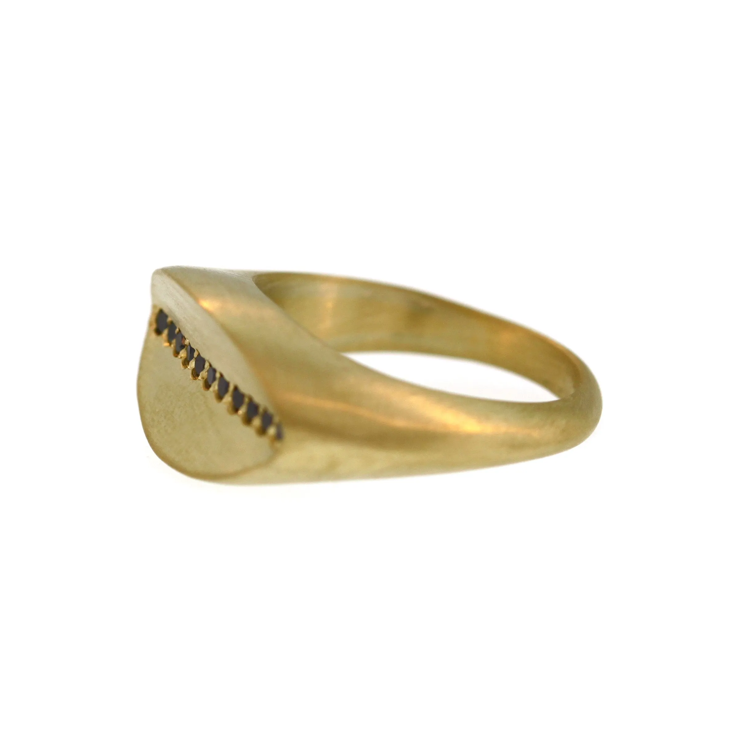 An Inverted Oval Signet Ring with Black Diamond Stripe