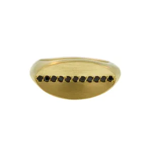 An Inverted Oval Signet Ring with Black Diamond Stripe