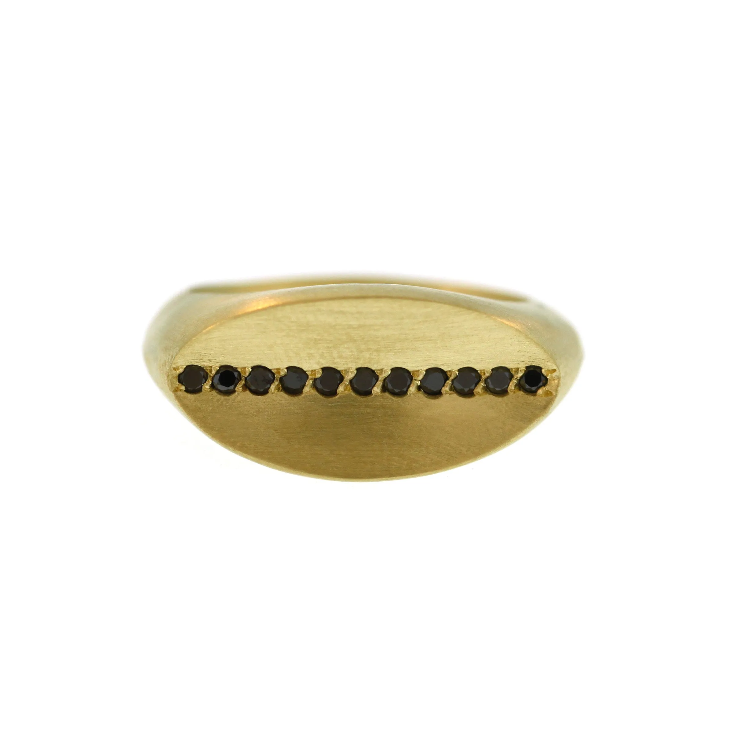 An Inverted Oval Signet Ring with Black Diamond Stripe