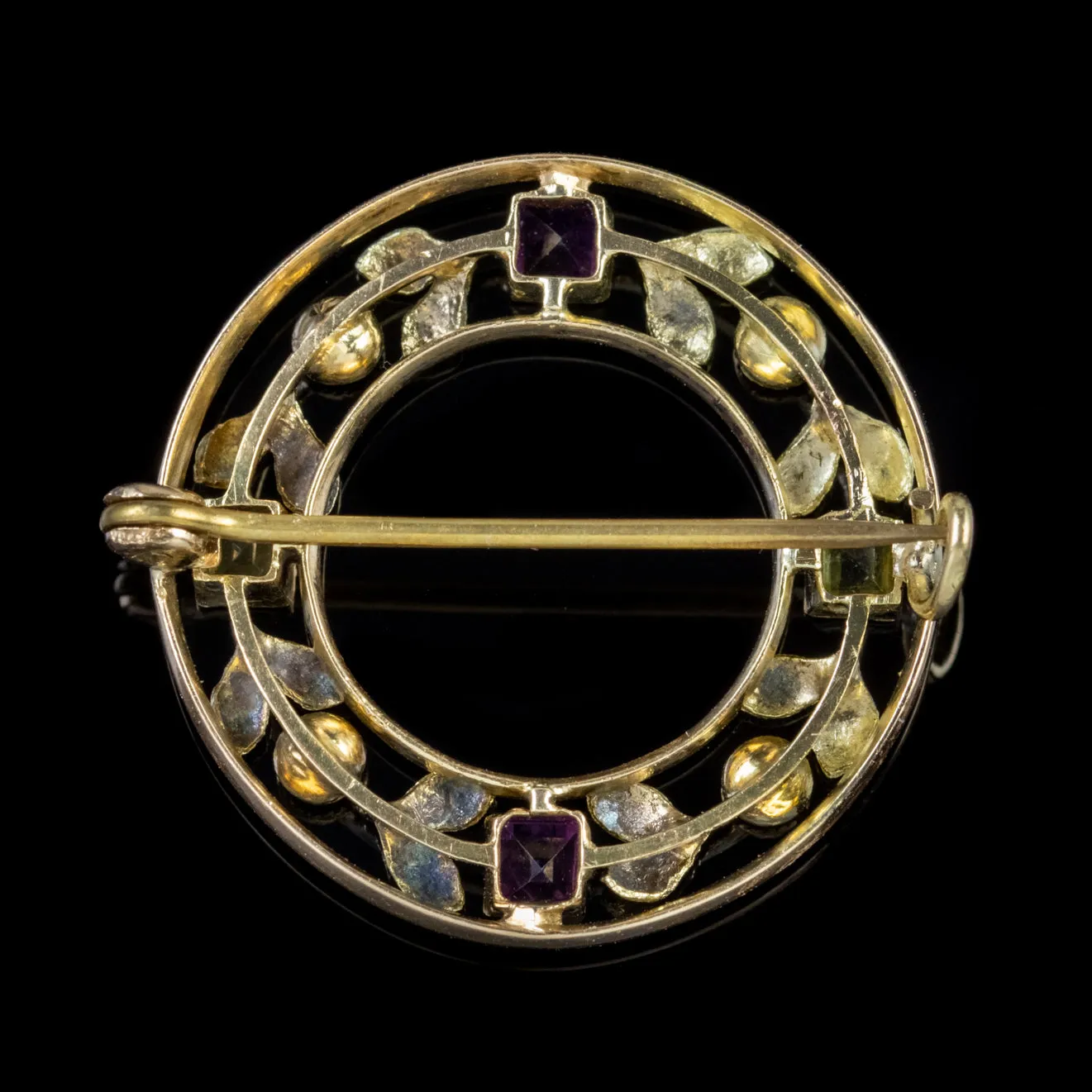 Antique Suffragette Brooch 15Ct Gold Wreath Edwardian Circa 1915