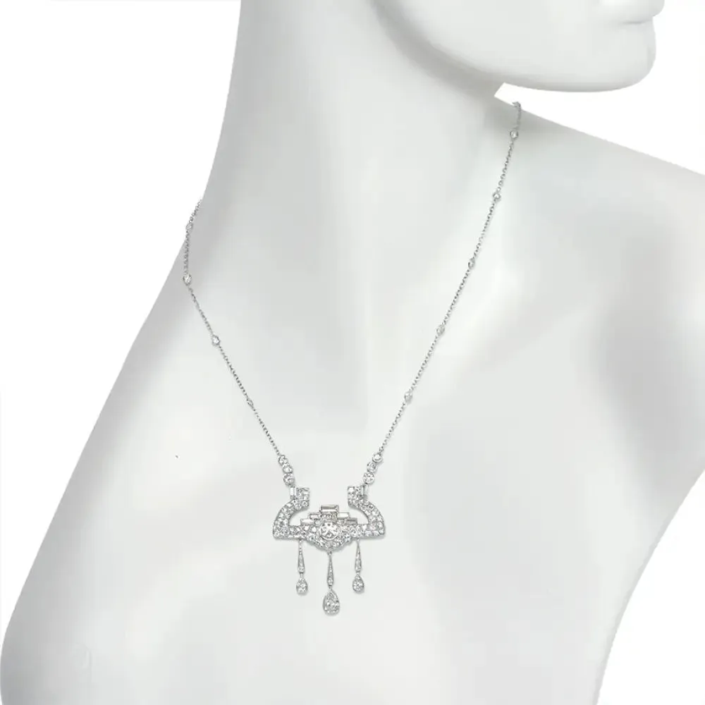 Art Deco diamond lavalier necklace