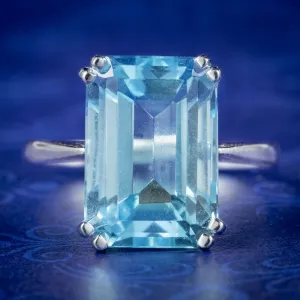 Art Deco Style Blue Topaz Cocktail Ring 6.5ct Topaz