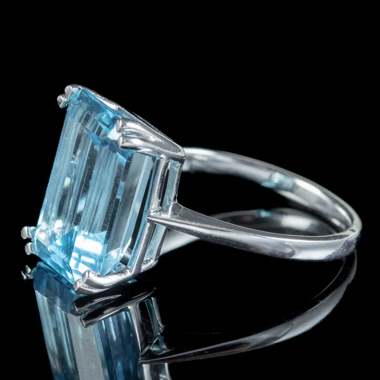 Art Deco Style Blue Topaz Cocktail Ring 6.5ct Topaz