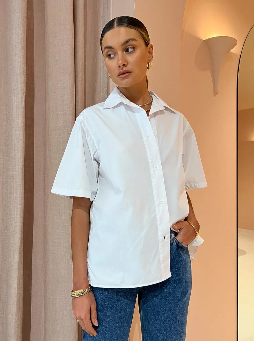 Assembly Label Haley Poplin Short Sleeve Shirt in White