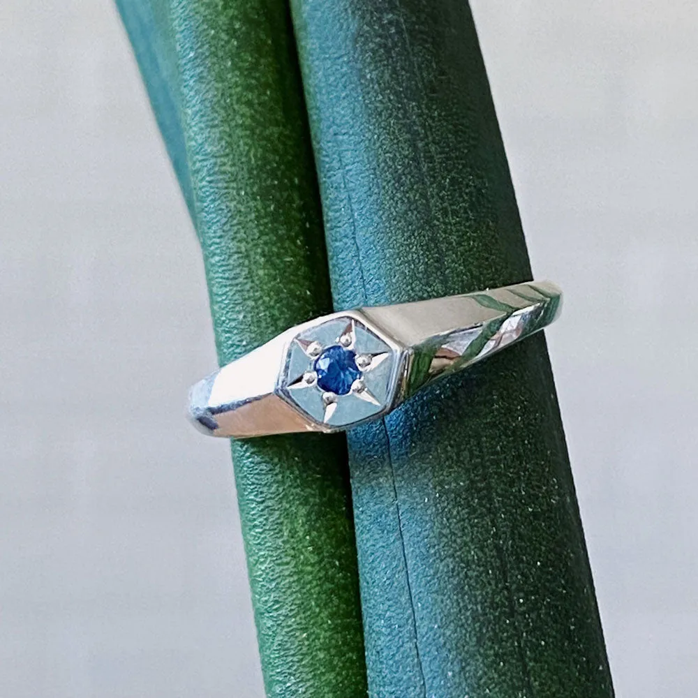 Astra Star Signet Ring - September - Sapphire