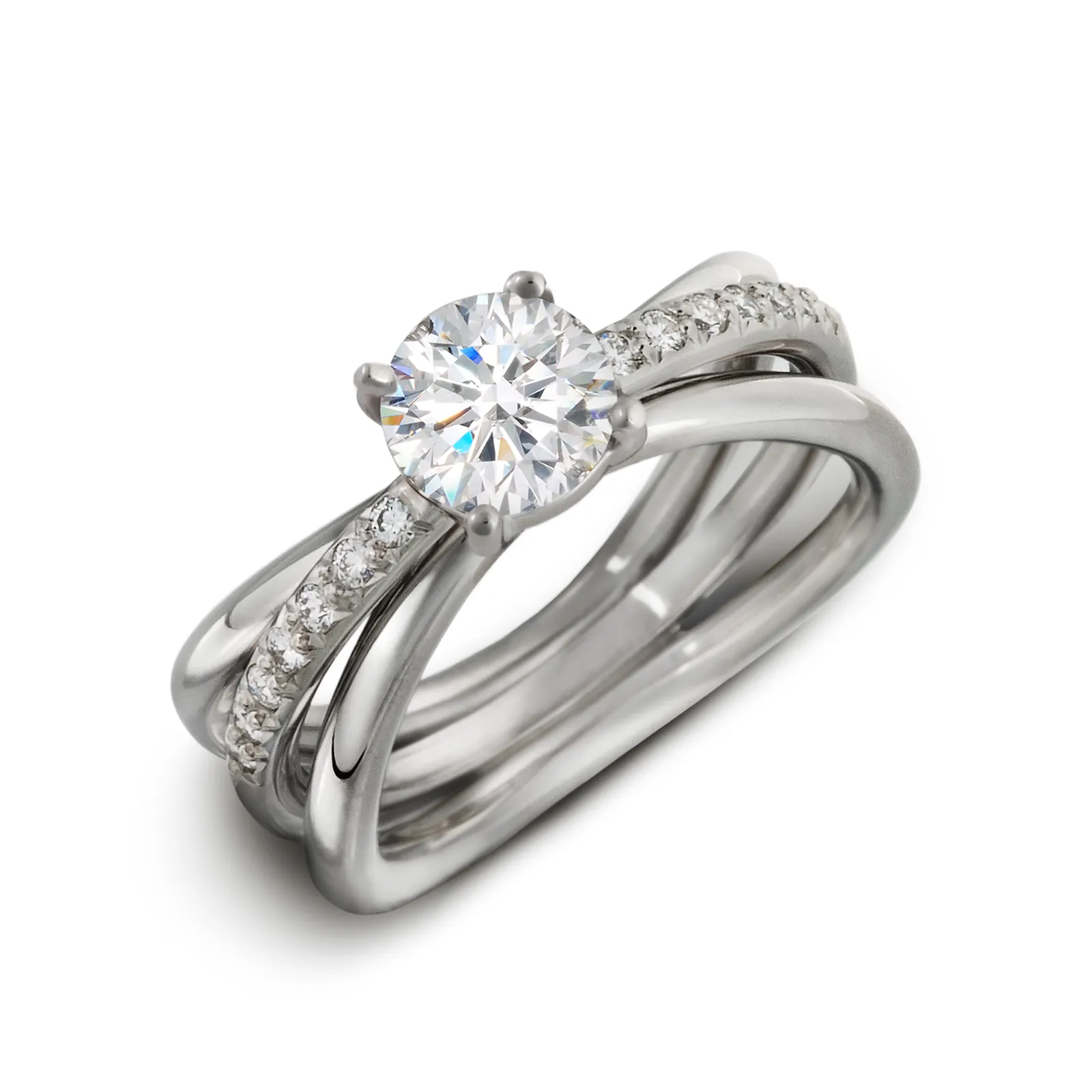 Aura Engagement Ring Single Row Diamond Shank