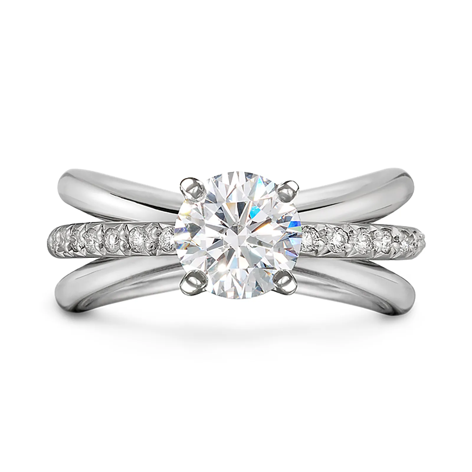 Aura Engagement Ring Single Row Diamond Shank