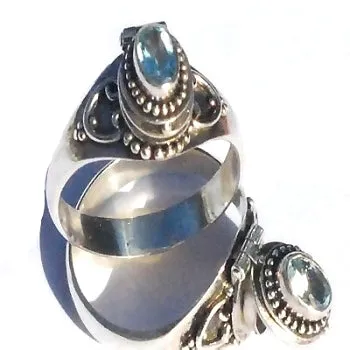 Bali Handmade Blue Topaz Poison Ring