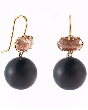 Black Jade and Diamond Drop Earrings