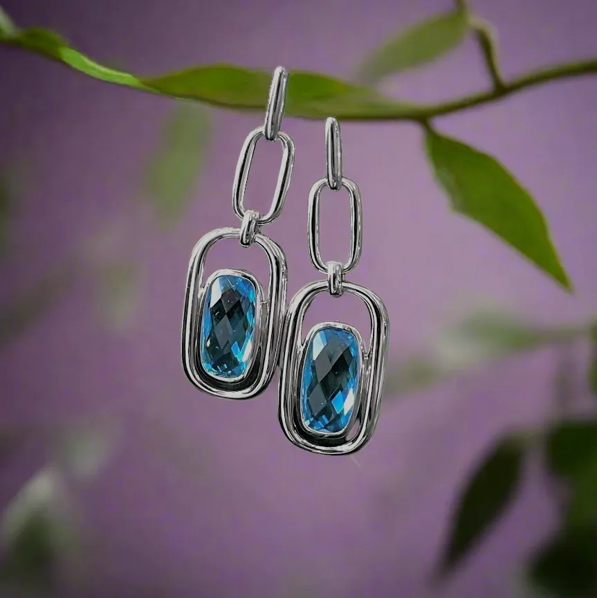 Blue Topaz Chain Earrings