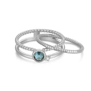 Blue Topaz Silver Triple Ring - Mystical