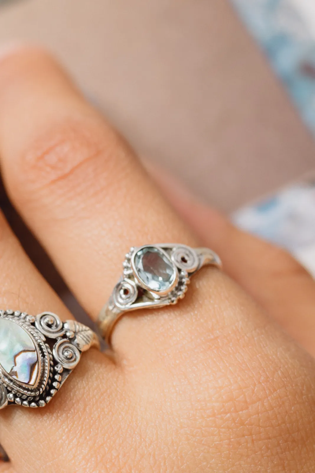 Blue Topaz Swirl  Ring