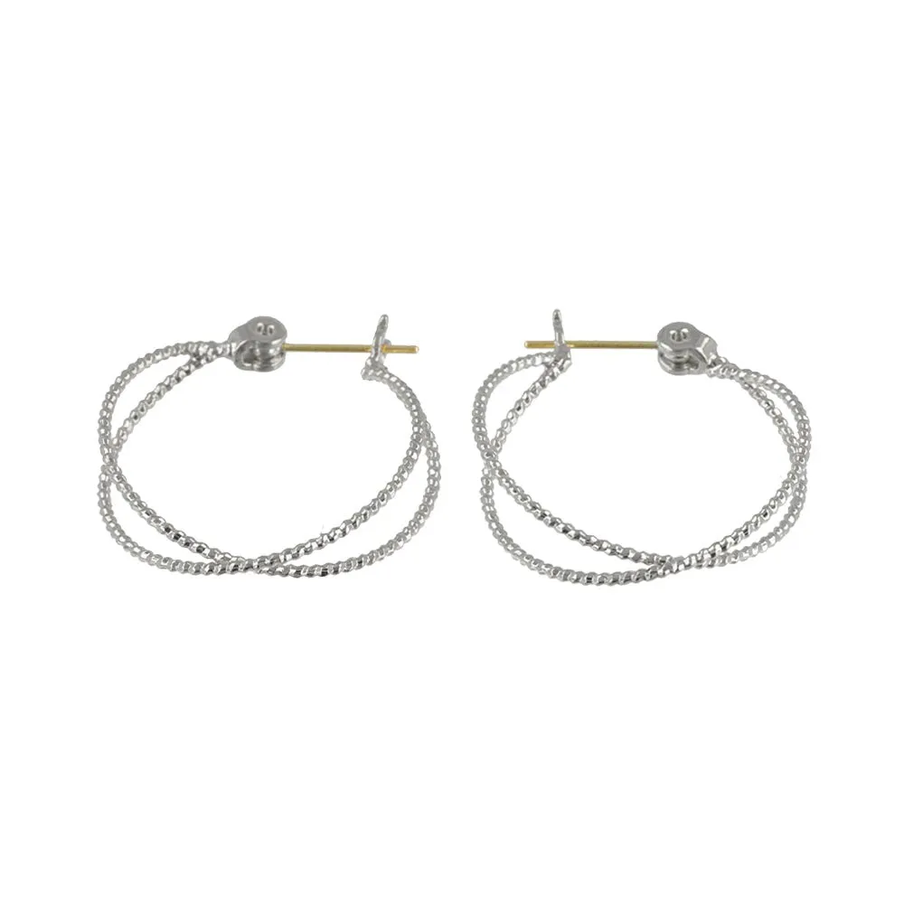 Cable Hoop Earrings 18K Gold Post