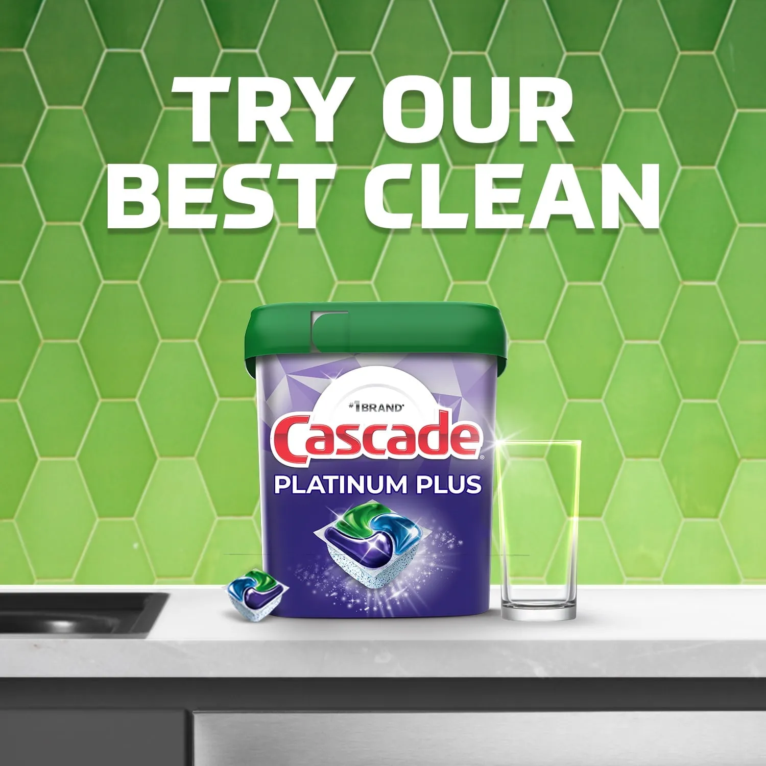 Cascade Platinum   Oxi Dishwasher Pods, Action Pacs Dishwasher Detergent Pods, Fresh Scent, 14 Ct