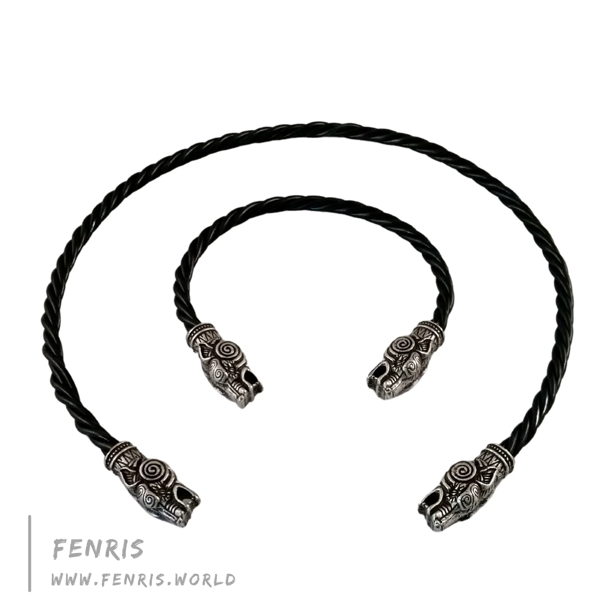 Celtic Torc Silver Wolf Necklace Bracelet Set  | Fenris