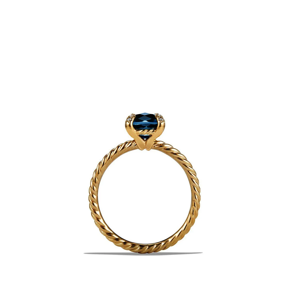 Chatelaine Ring in 18K Yellow Gold with Hampton Blue Topaz and Pave Diamonds