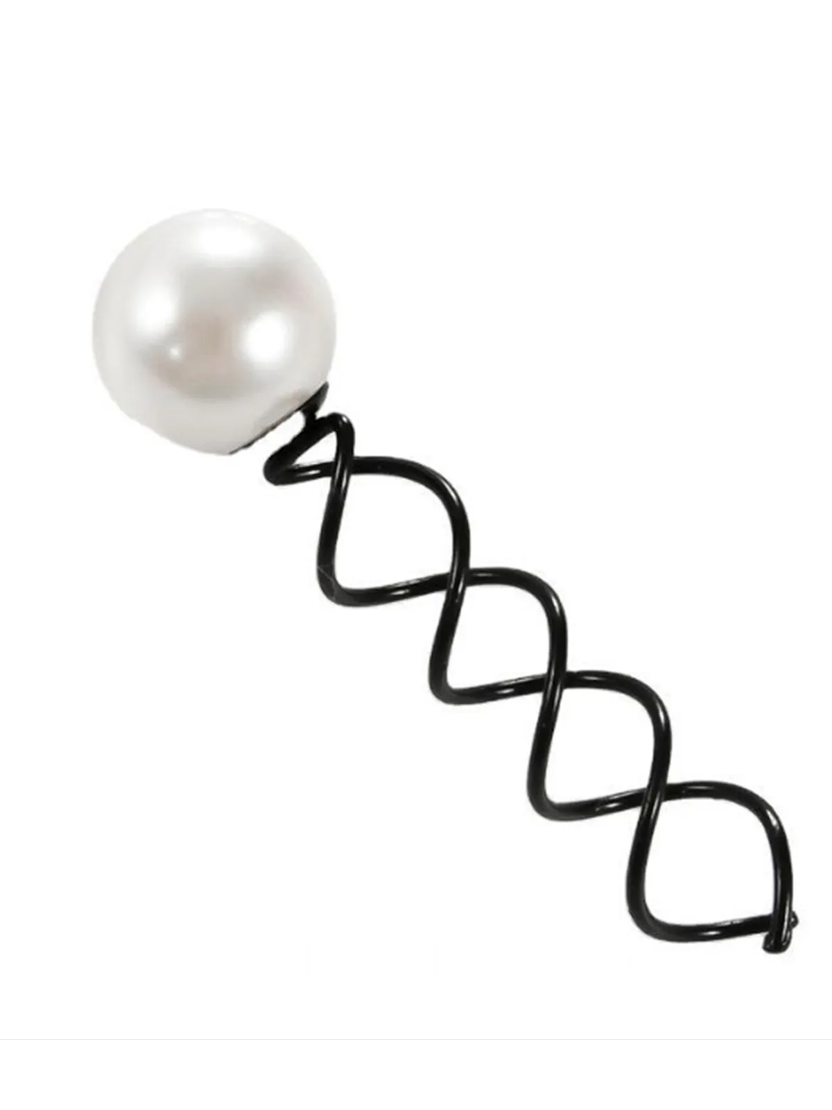 Coiled pearl rotary spiral hairpin