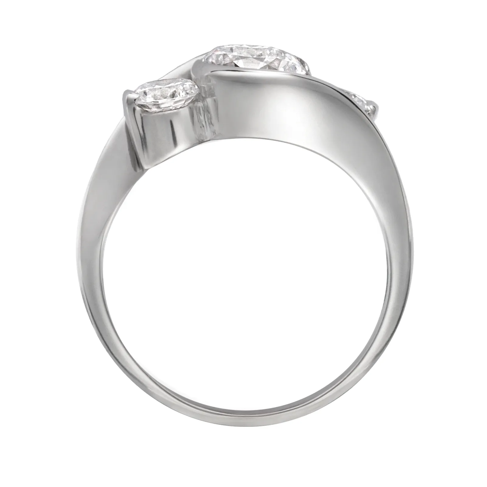 Contour Three Stone Round Engagement Ring