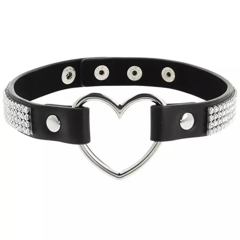 Coquette Chic Desire Choker Hand Crafted Vegan Leather – Heart