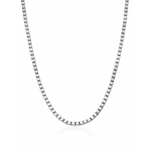 CRISLU Mens 18" Matte Box Chain Necklace In Pure Platinum Finish