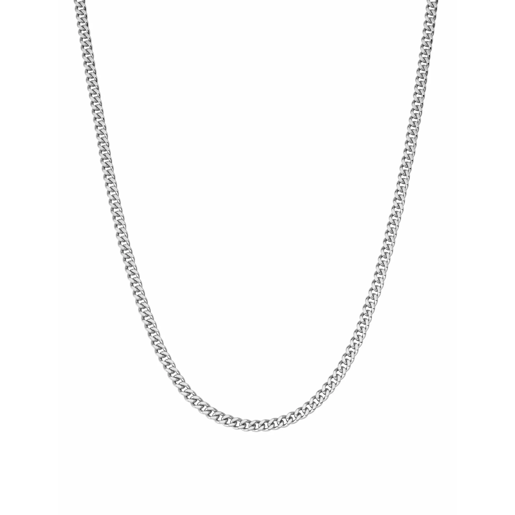 CRISLU Mens 18" Matte Curb Chain Necklace Finished in Pure Platinum