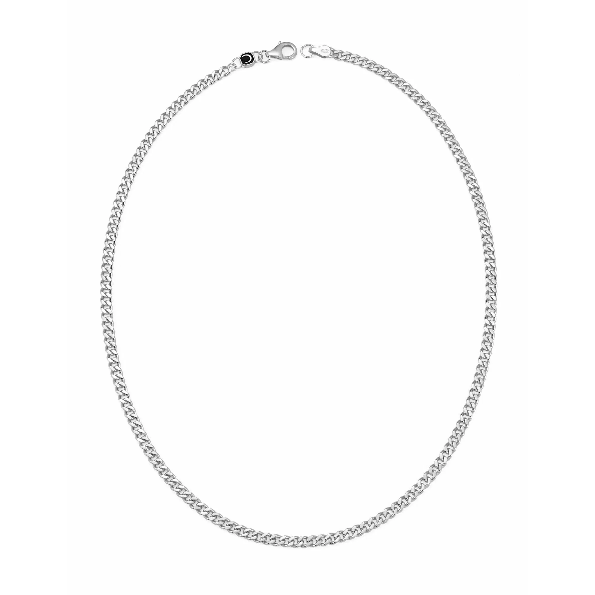 CRISLU Mens 18" Matte Curb Chain Necklace Finished in Pure Platinum