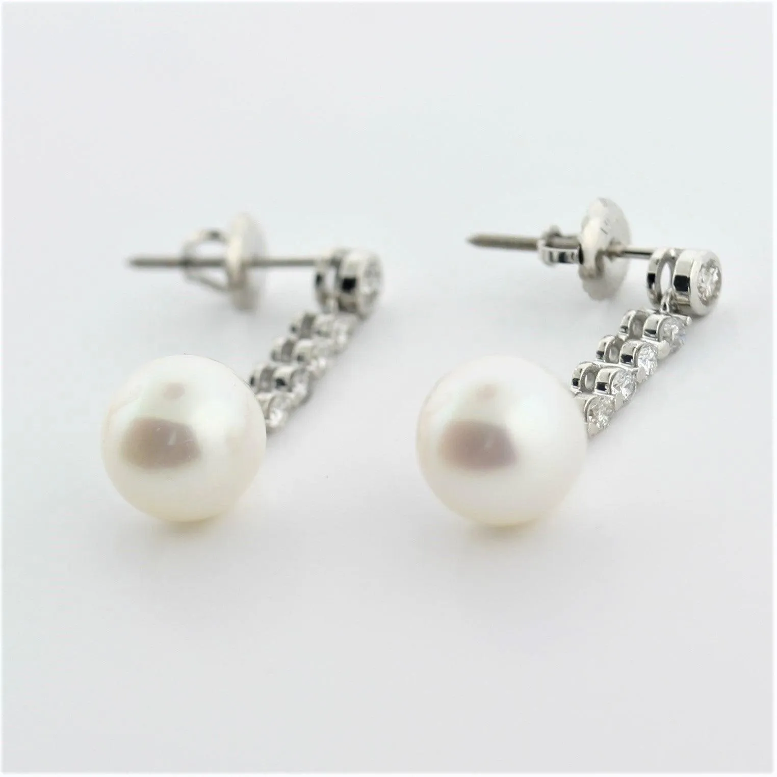 Cultured Pearl Drop Diamond Earrings