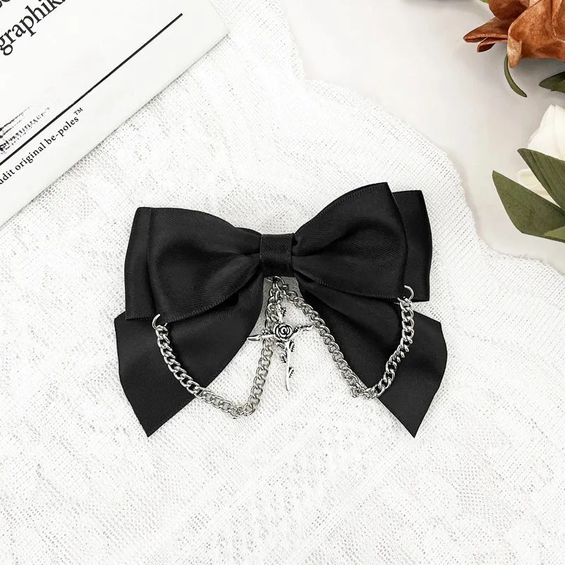 Dark Heart Cross Bow Hairpin Lolita Headdress Sweet Cool Gothic Style KC Side Hairpin Hair Accessories